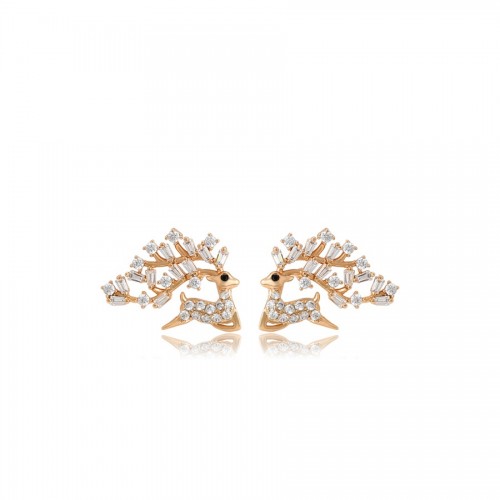 Smalki apzeltīti auskari  ar baltiem cirkoniem, 18 karātu zelta pārklājums